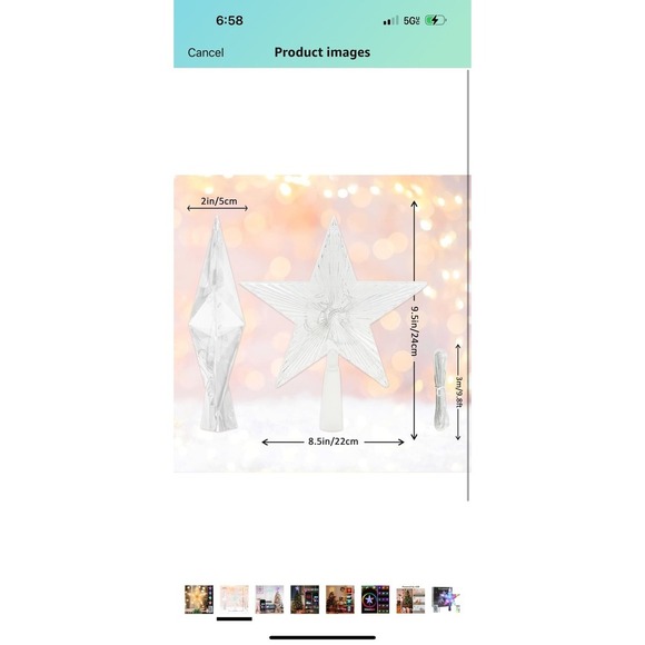 Christmas Tree Topper, 9" Lighted Christmas Tree Topper Star KBG LED 20 Light Mo - Picture 4 of 9